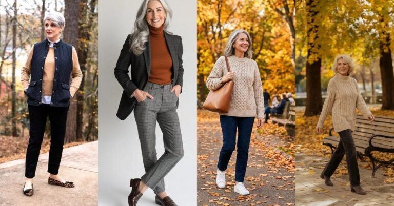 68 stylish fall looks for older women collage - stylish fall look for older women