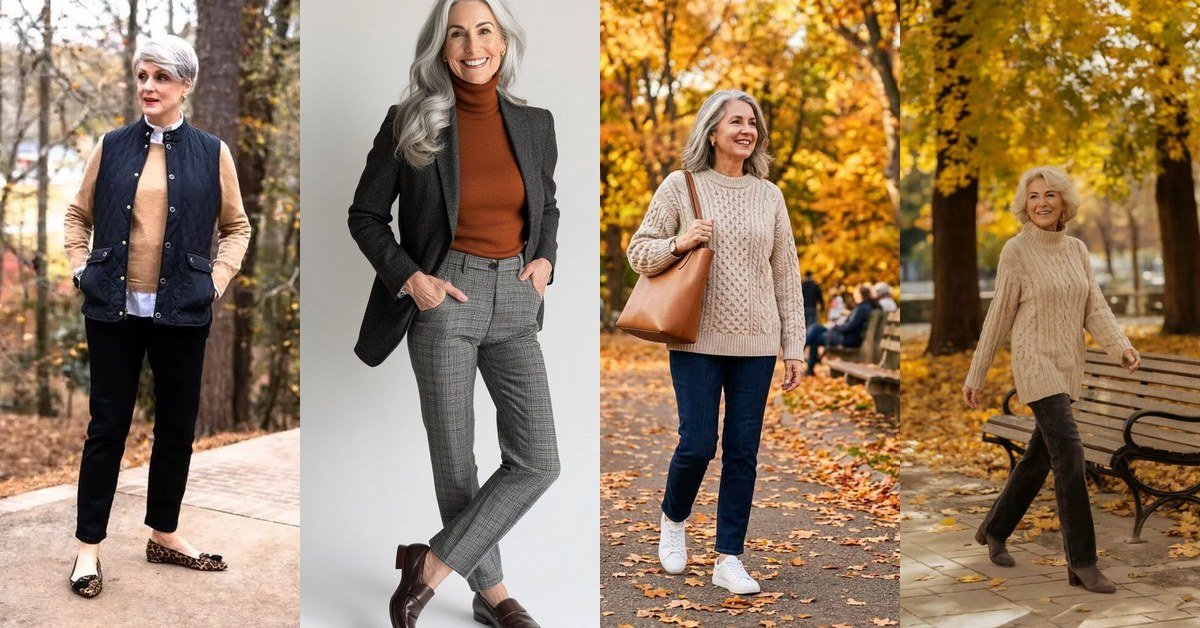 68 stylish fall looks for older women collage - stylish fall look for older women