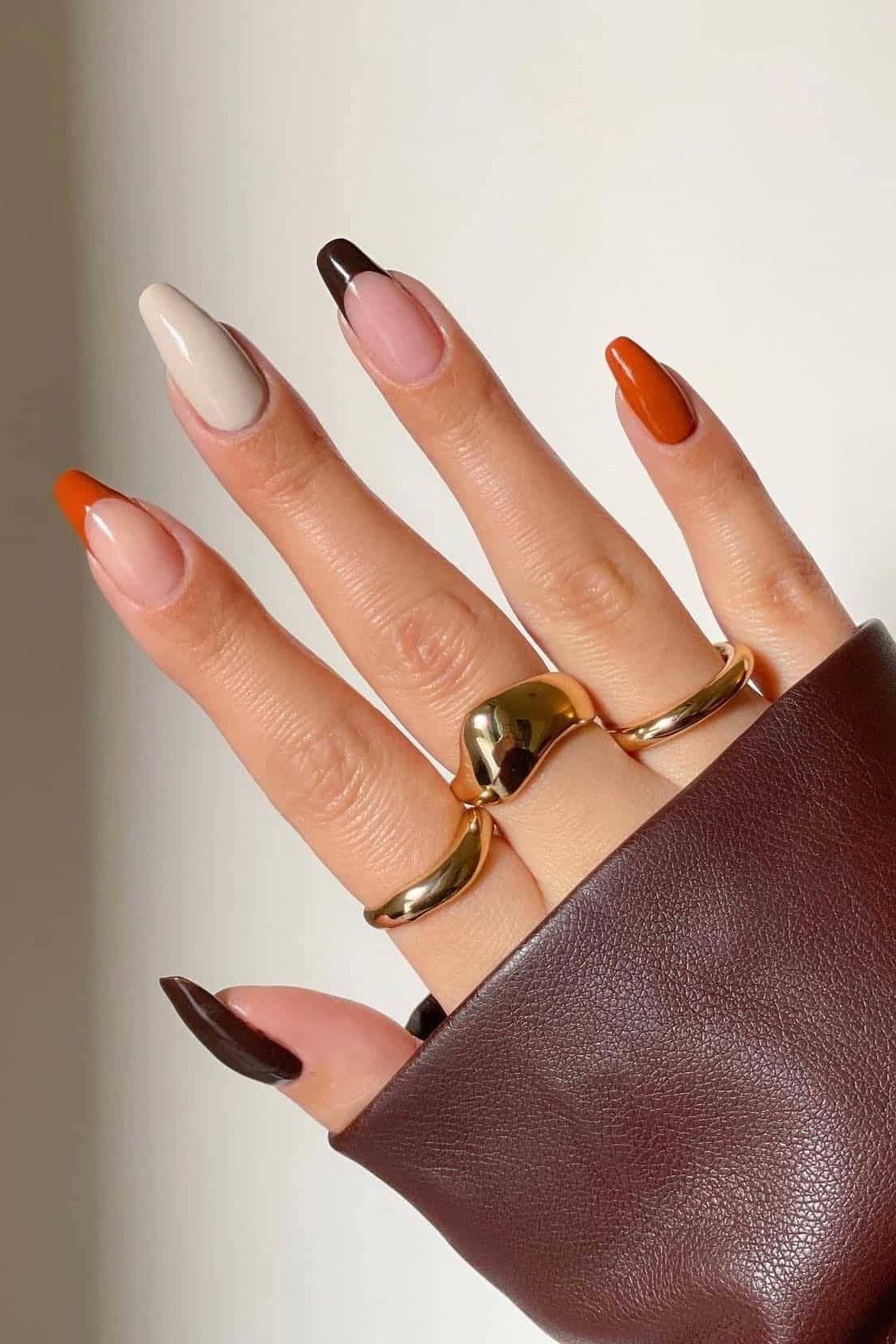 French tips in fall colors