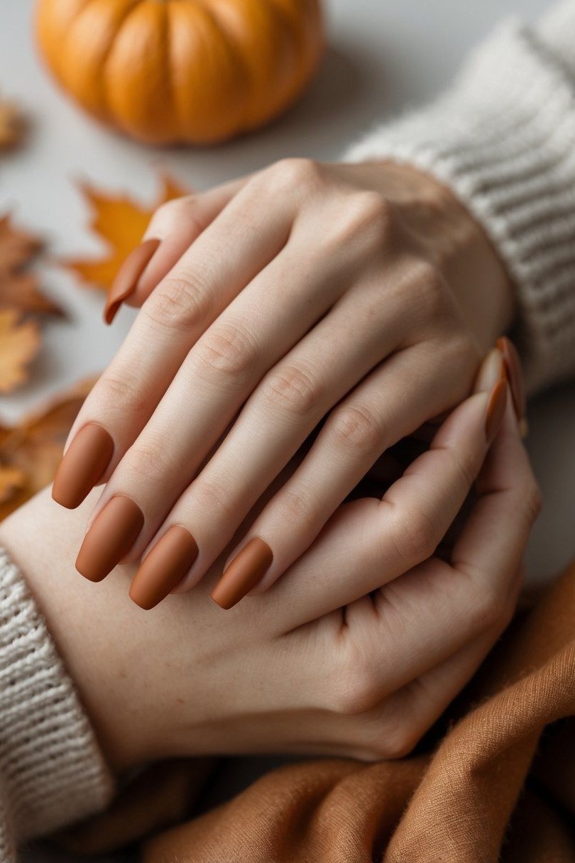 Chocolate brown oval nails for women over 60