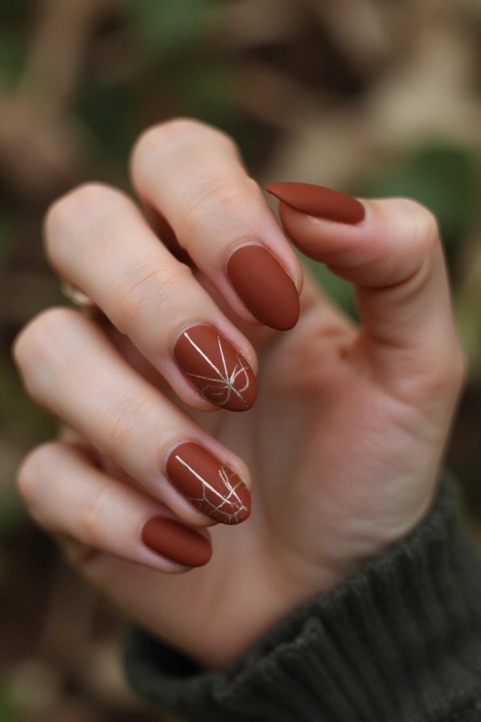 Burgundy nails with geometric line art for women over 60