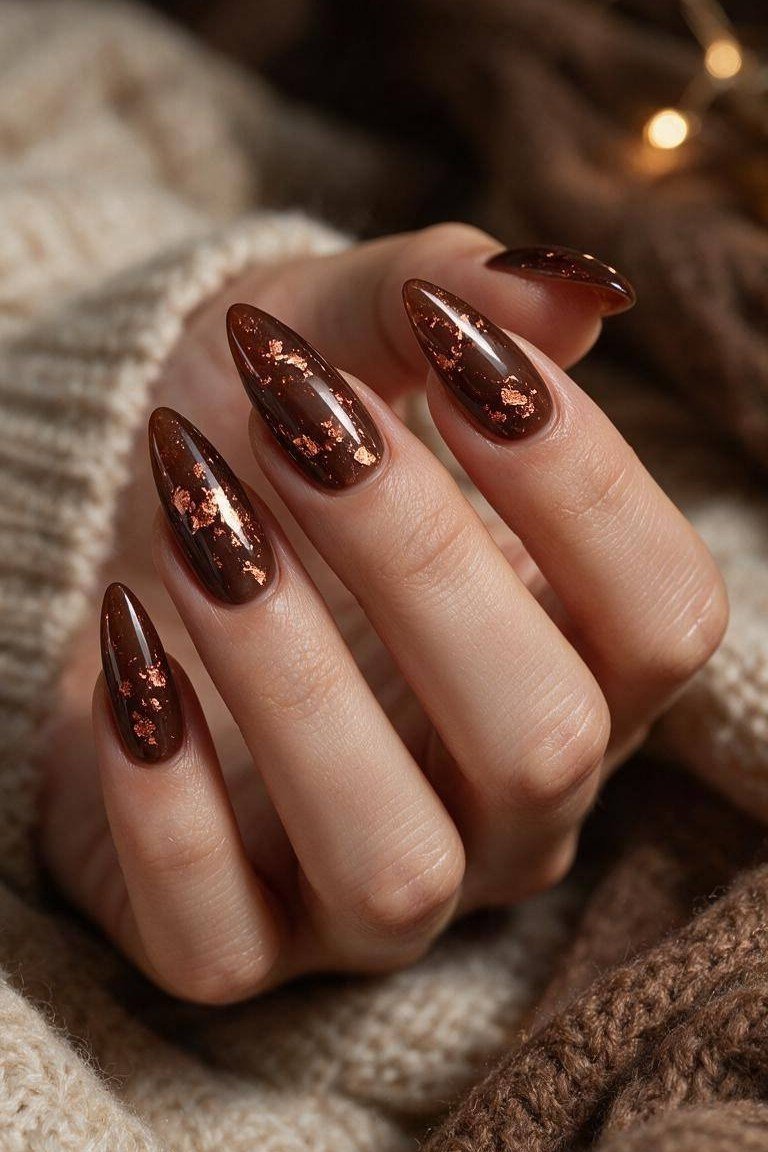 Tortoiseshell almond nails for women over 60