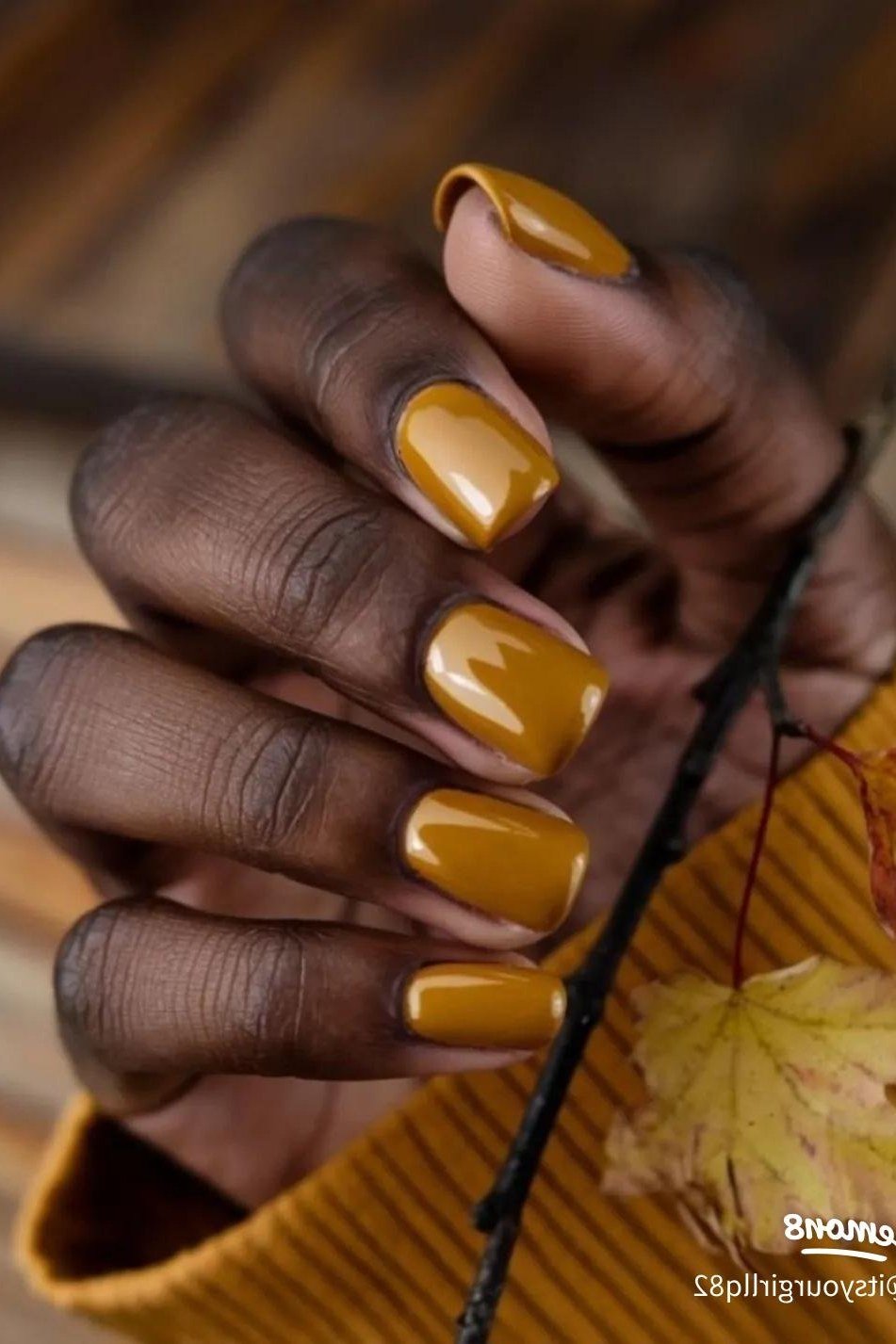 Amber nails on deep skin tones for women over 60