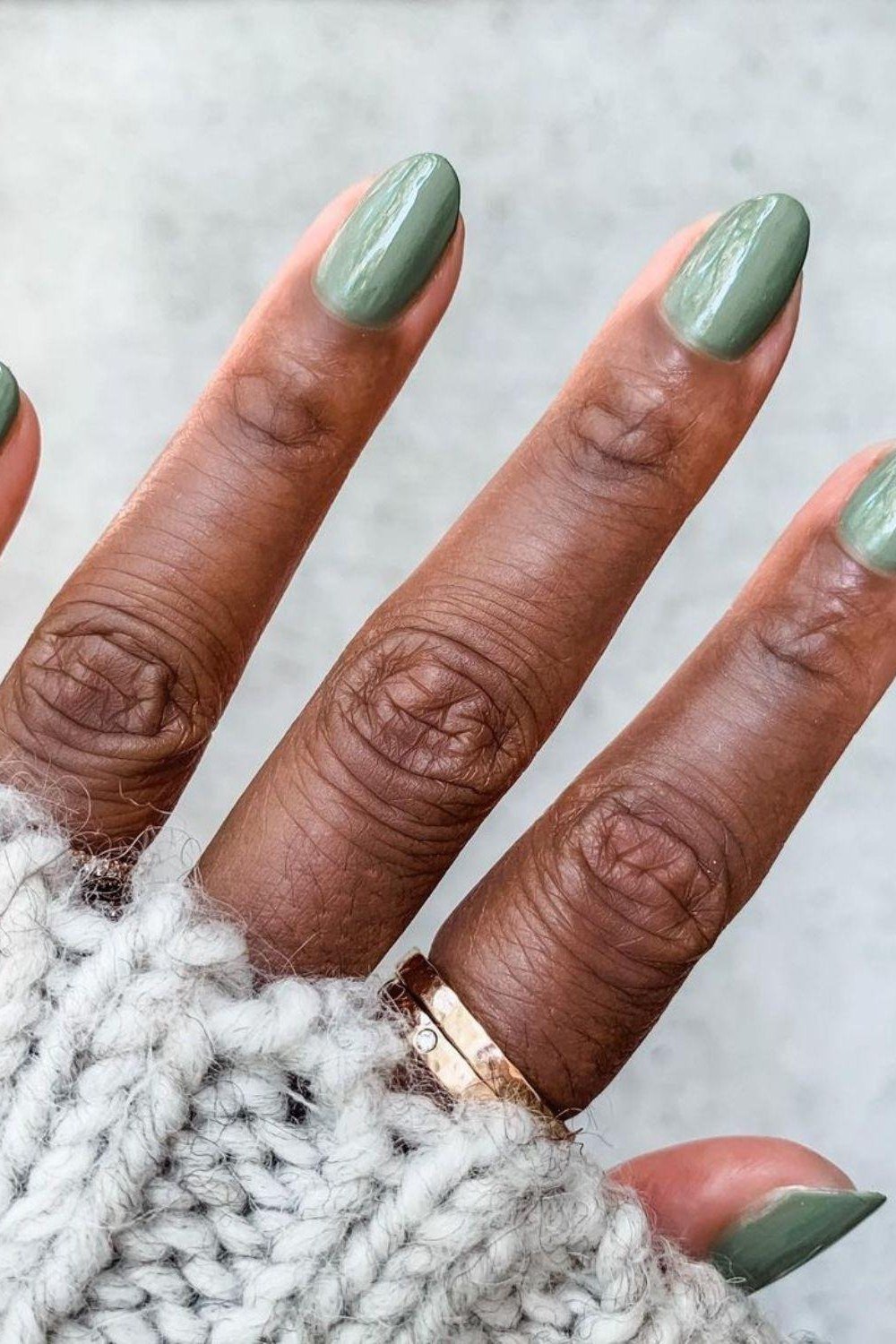 Sage green almond nails for women over 60