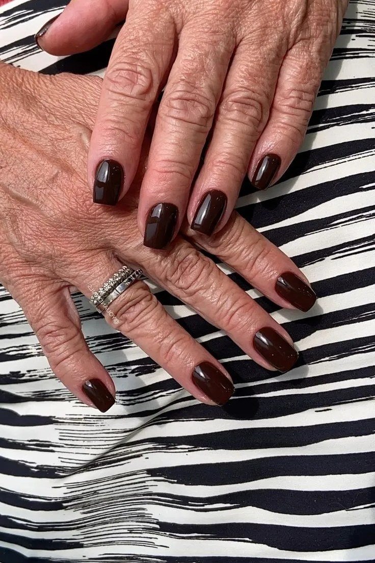 Black cherry dark red nails with high gloss