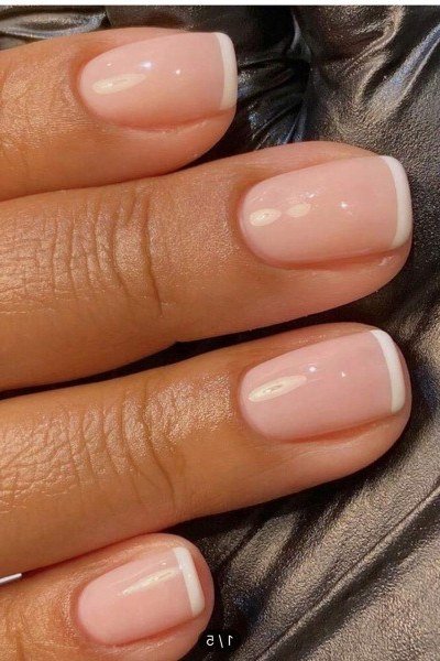 Classic square french manicure with white tips