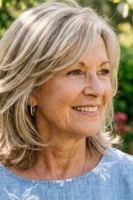 Shoulder-Length Blonde Feathered Bob on an older woman - elegant feathered bob hairstyle idea