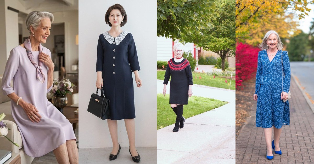50 sweater dresses for women over 60 collage