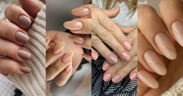 Sophisticated nail designs for women over 50 collage.