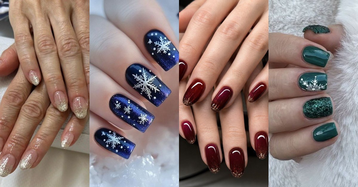 64 Glitter Winter Nail Designs for Women Over 60