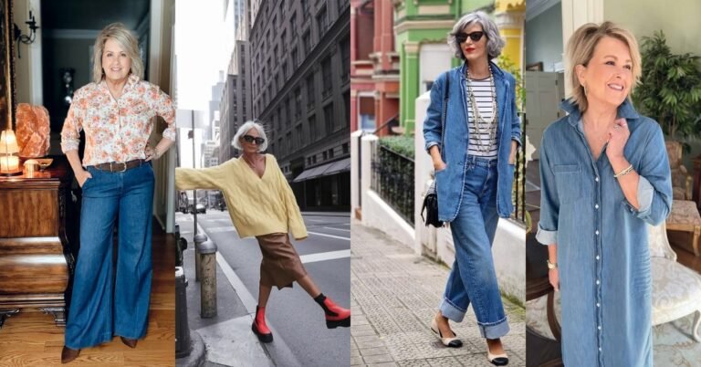 Collage of four chic casual outfits for women over 50 - featured image