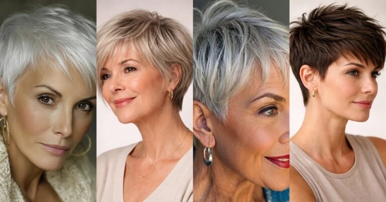 Collage of pixie haircuts for women over 60 - featured image