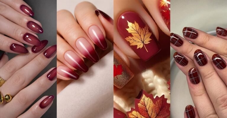 64 Burgundy Fall Nails for Women Over 60