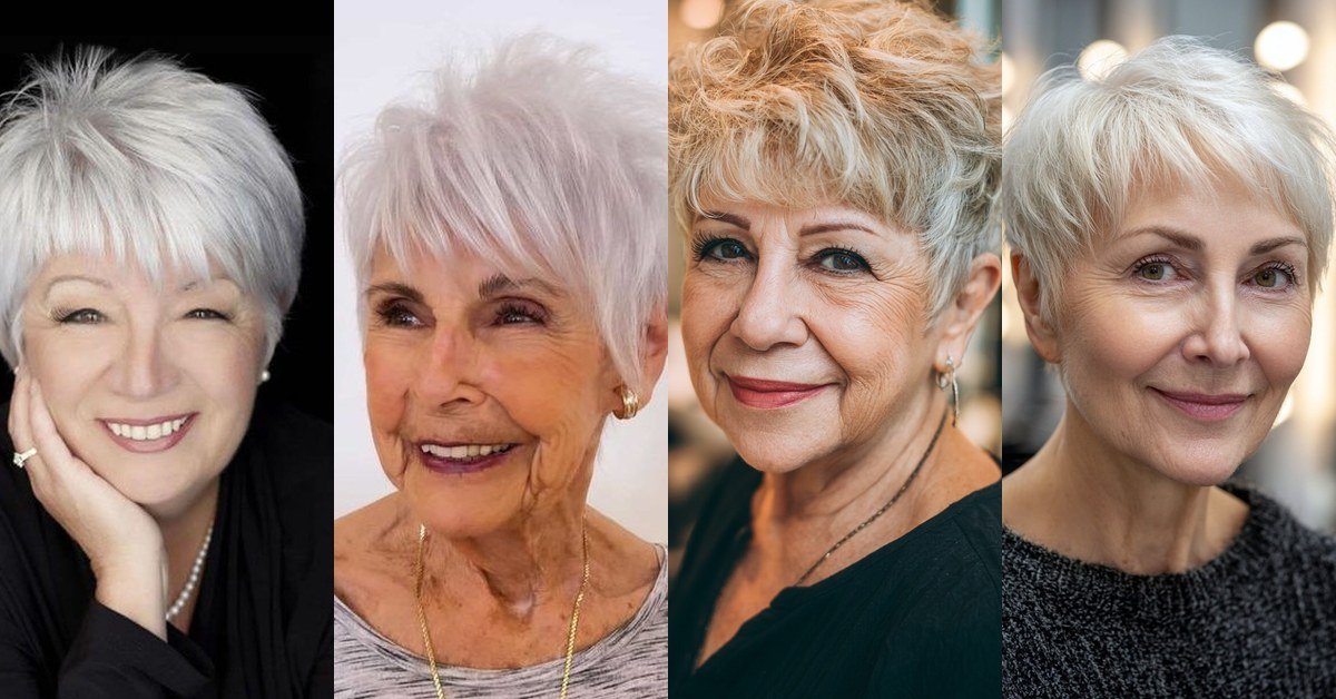 69 pixie haircuts for women over 60 collage, four styles by commitment level