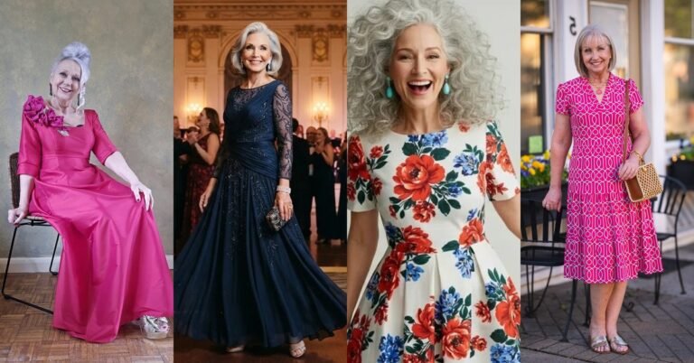Collage of the best dresses for women over 60