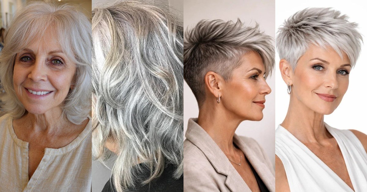 68 Hairstyles for Women Over 60 featured collage of pixies bobs and layered styles