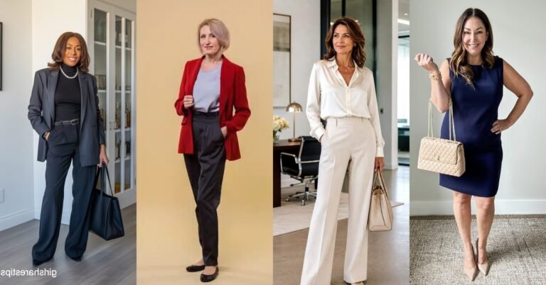 61 work outfits for women over 40: office looks collage