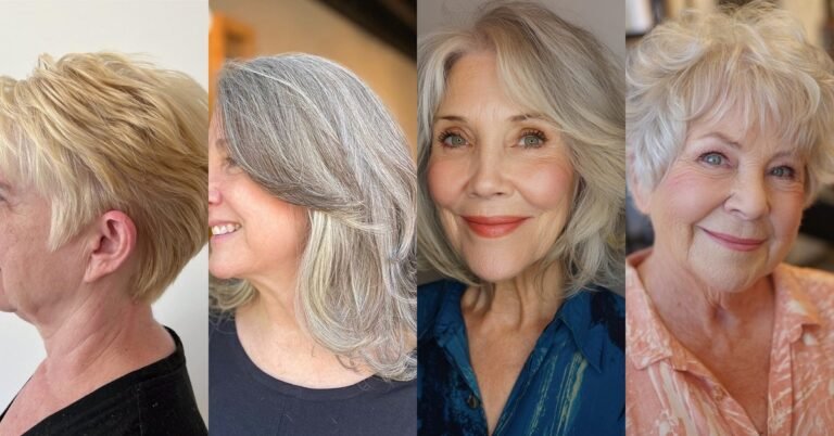 Trendy haircuts for women over 50 collage