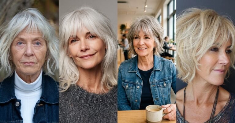67 Flattering Shaggy Bob Haircuts with Bangs for Women Over 60