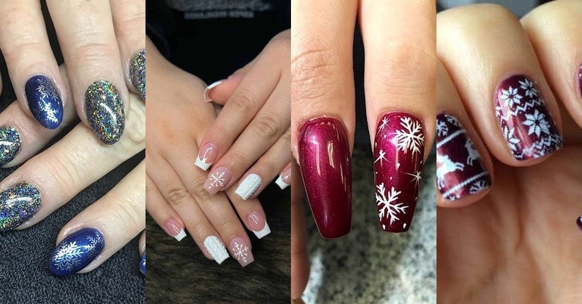 62 snowflake nail art designs for women over 60 winter manicure collage