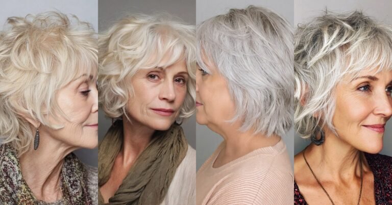 Collage of short wolf cuts for women over 60 - featured image