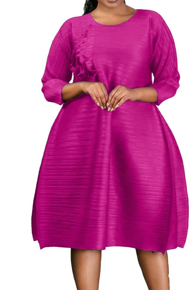 Flattering fuchsia pleated midi, studio for women over 60