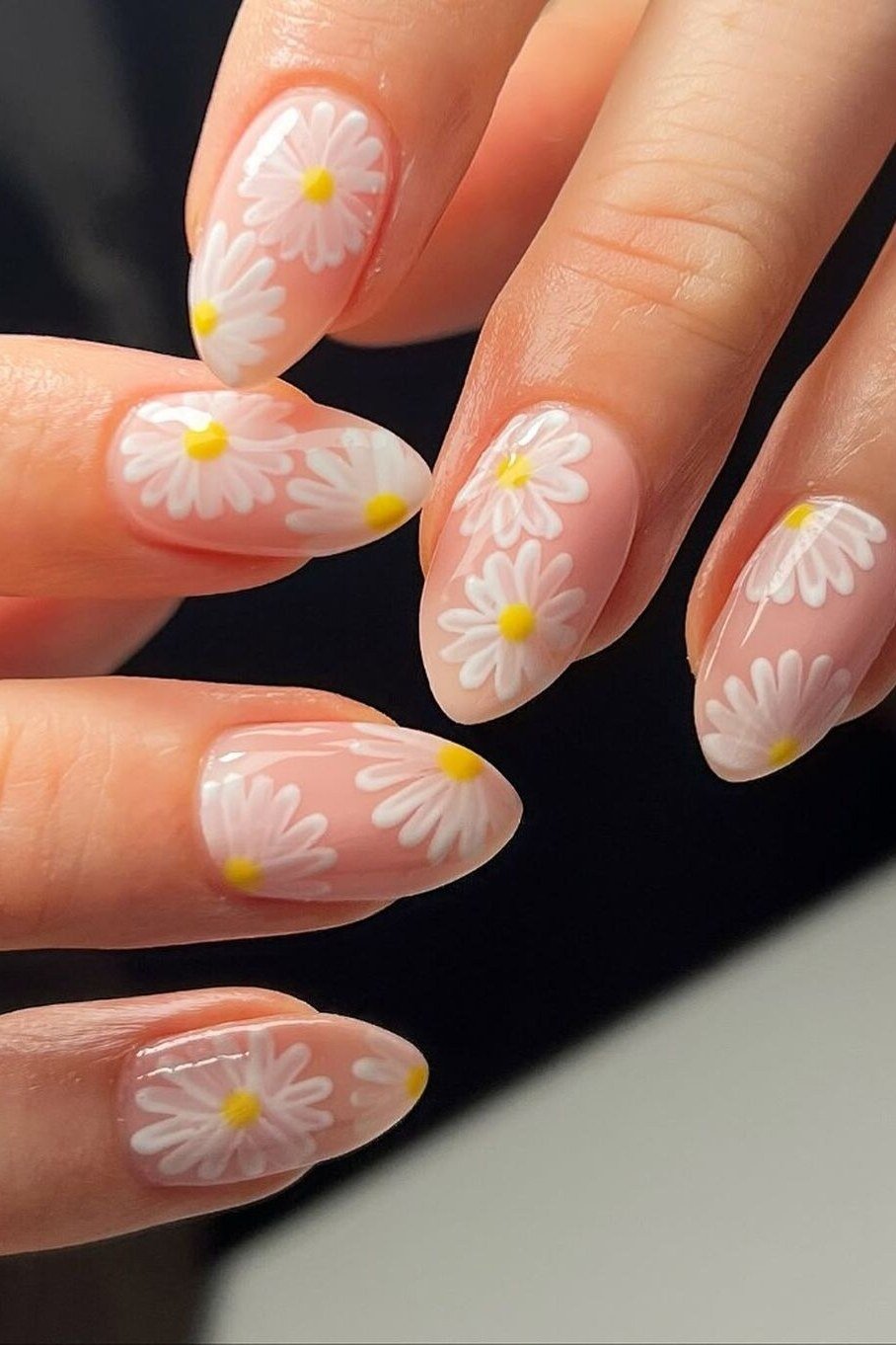 Large white daisy nail art for women over 50