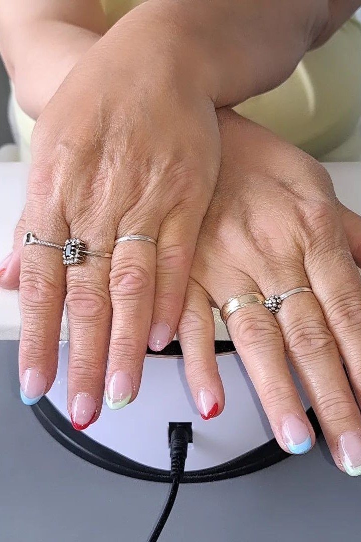 Natural French Tips, french tip nails for women over 70, elegant manicure on mature hands