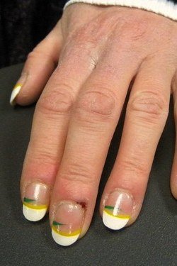 Citrus yellow-green tipped french manicure
