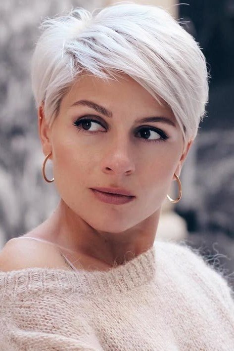 White Pixie with Side-Swept Fringe for women over 60