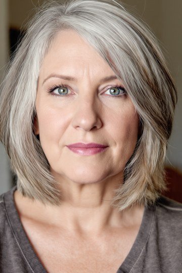Grey Blonde Chin Bob for women over 60