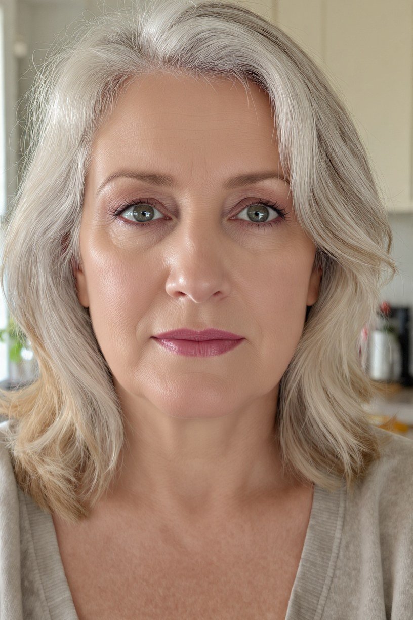 Shoulder Grey Blonde Waves for women over 60