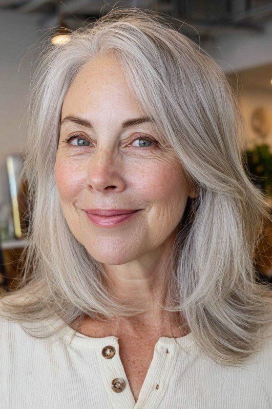 Ash Blonde Lob for women over 60