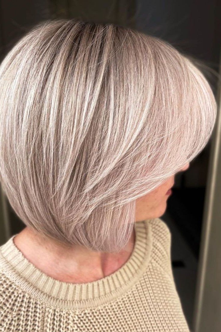 White Blonde Inverted Bob for women over 60