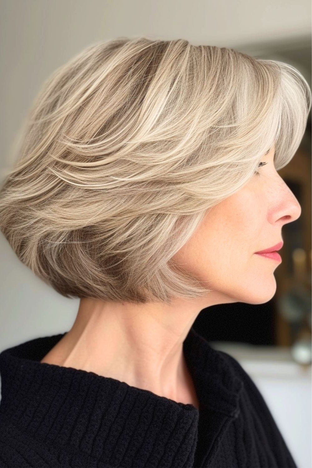 Blonde Layered Bob for women over 60