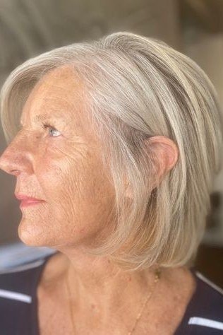 Blonde Chin Bob for women over 60