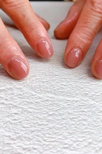 Nude Nails on Aged Hands - gel nail design for women over 50