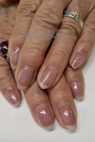 Shimmery Nude Close-Up - gel nail design for women over 50