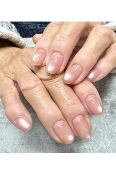 Pink Nails on Aged Hands - gel nail design for women over 50
