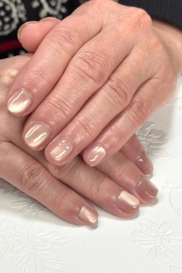 Champagne Shimmer Nails - gel nail design for women over 50