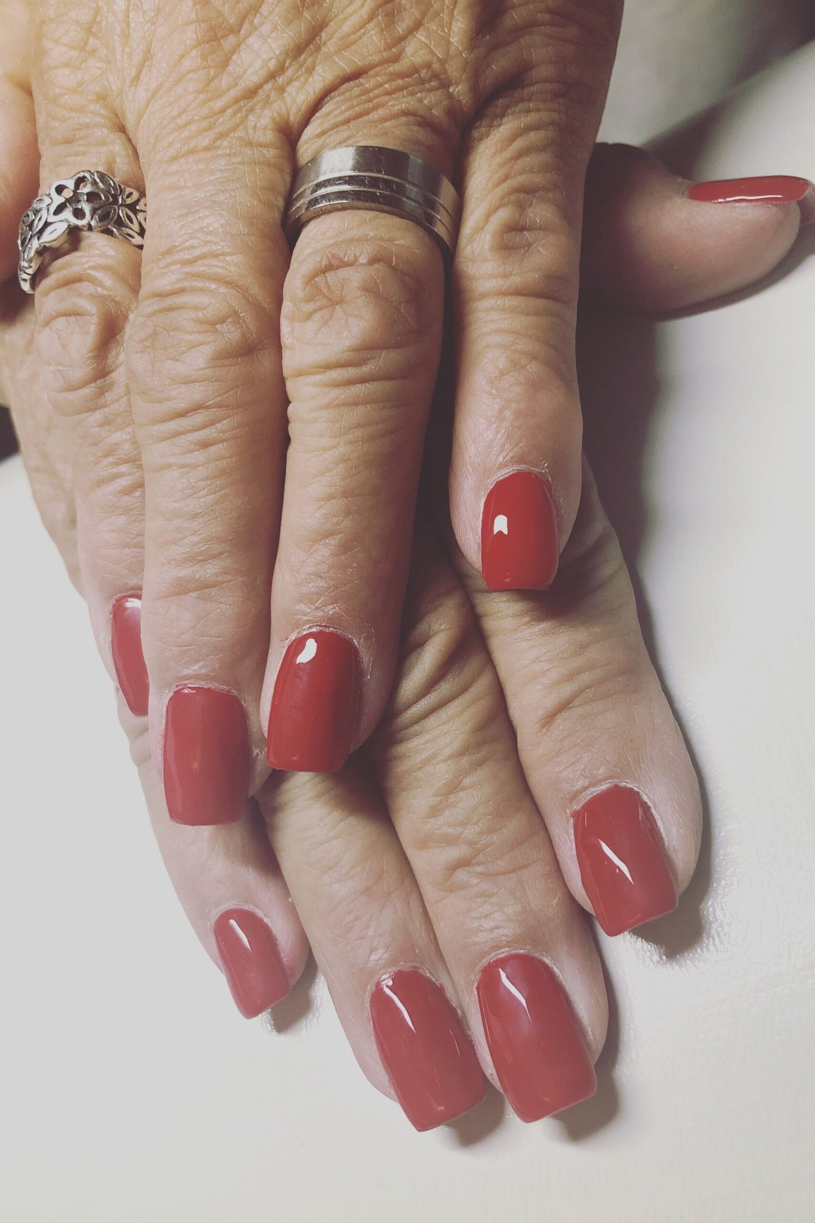 Deep Red Nails - gel nail design for women over 50
