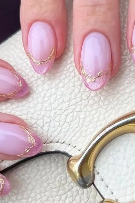 glossy lavender purple nails, soft elegant nail color for mature hands