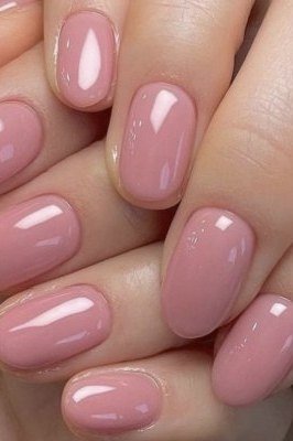glossy mauve pink nails, sophisticated dusty rose manicure