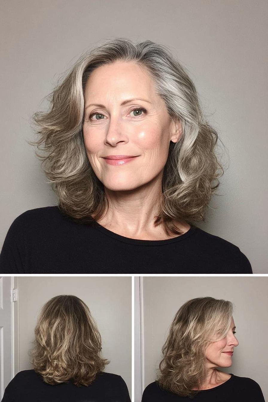 Silver Blonde Wavy Lob - medium wavy hairstyle for women over 60 (idea 13 of 70)
