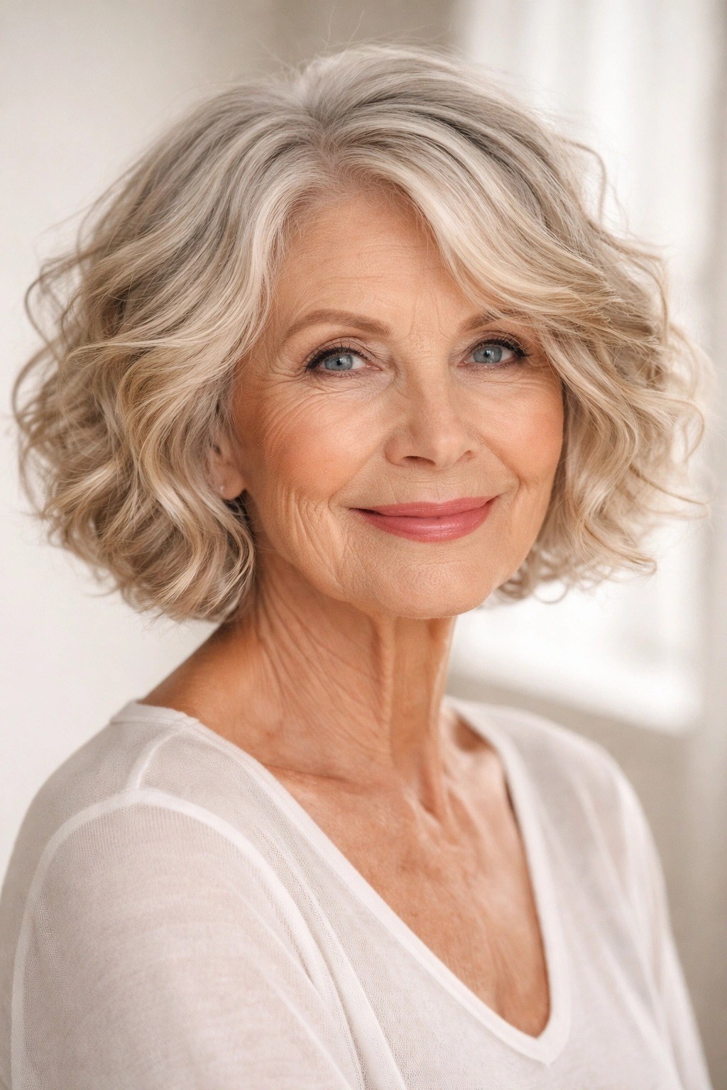 Copper Brown Wavy Bob - medium wavy hairstyle for women over 60 (idea 14 of 70)