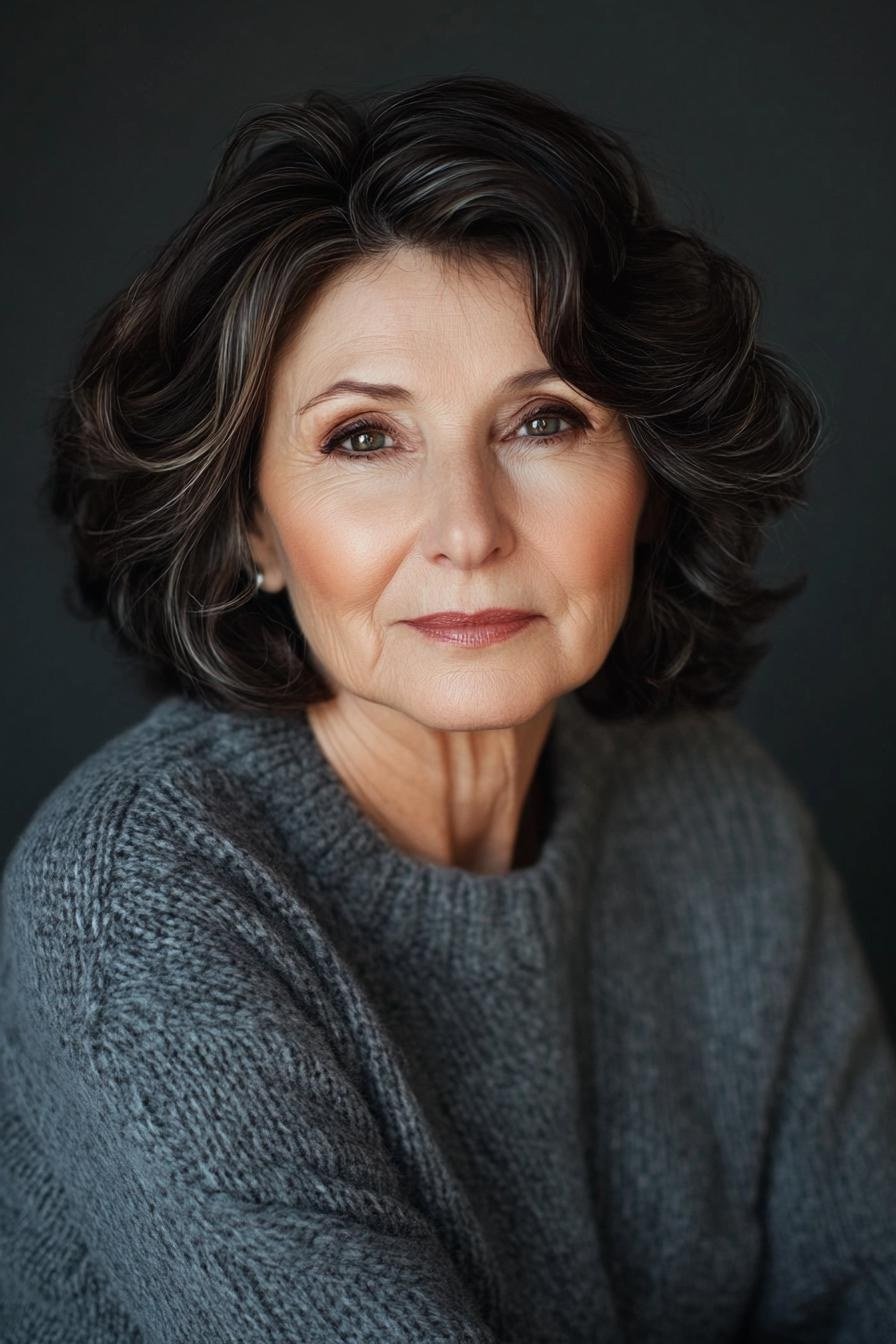 Dark Espresso Wavy Bob - medium wavy hairstyle for women over 60 (idea 21 of 70)