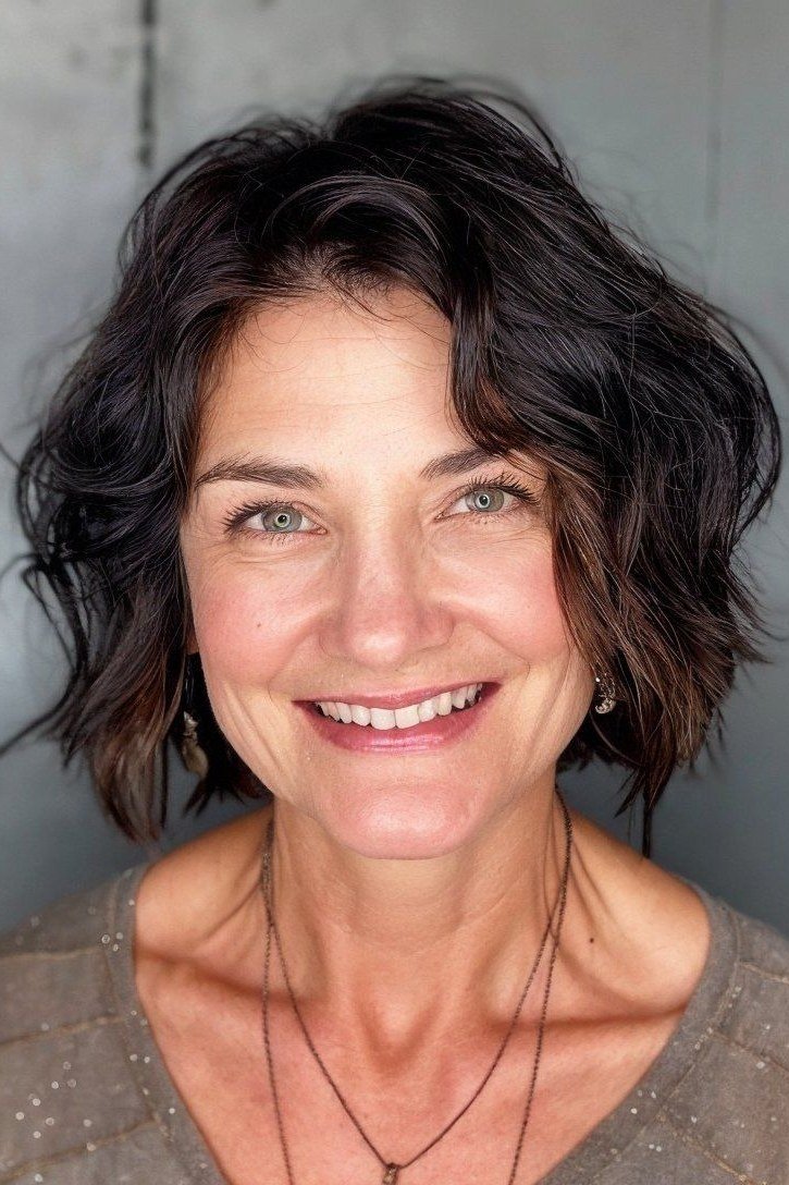 Dark Chocolate Wavy Bob - medium wavy hairstyle for women over 60 (idea 33 of 70)