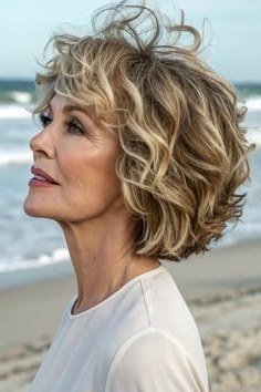 Beachy Blonde Wavy Bob - medium wavy hairstyle for women over 60 (idea 38 of 70)