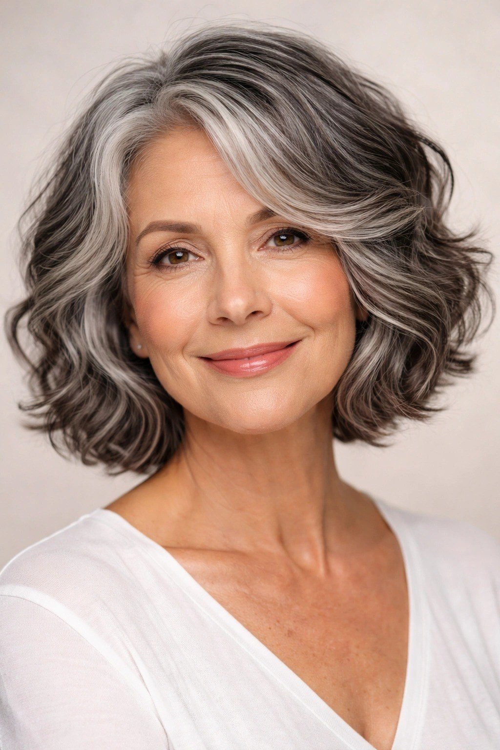 Silver Gray Wavy Bob with Clean Finish - medium wavy hairstyle for women over 60 (idea 40 of 70)