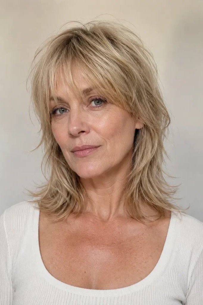 Blonde Bob with Long Side-Swept Curtain Bangs - curtain bangs hairstyle for women over 40